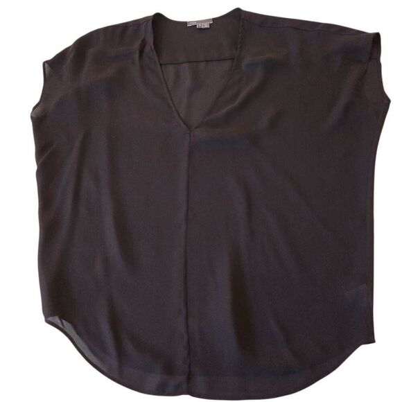 Vince Womens Black V Neck Off Shoulder Silk Blouse Size Small - Picture 9 of 9